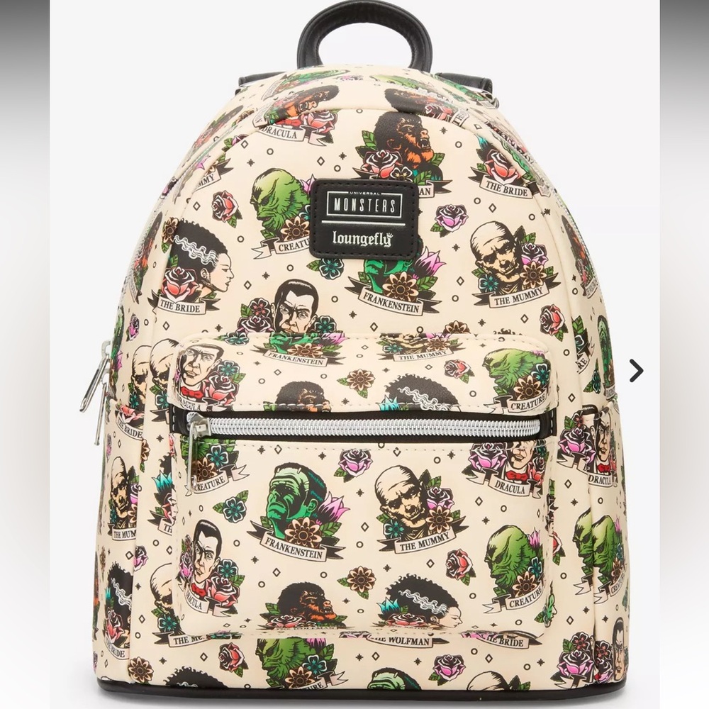 Loungefly Universal Monsters Tattoo Art Mini Backpack nwt